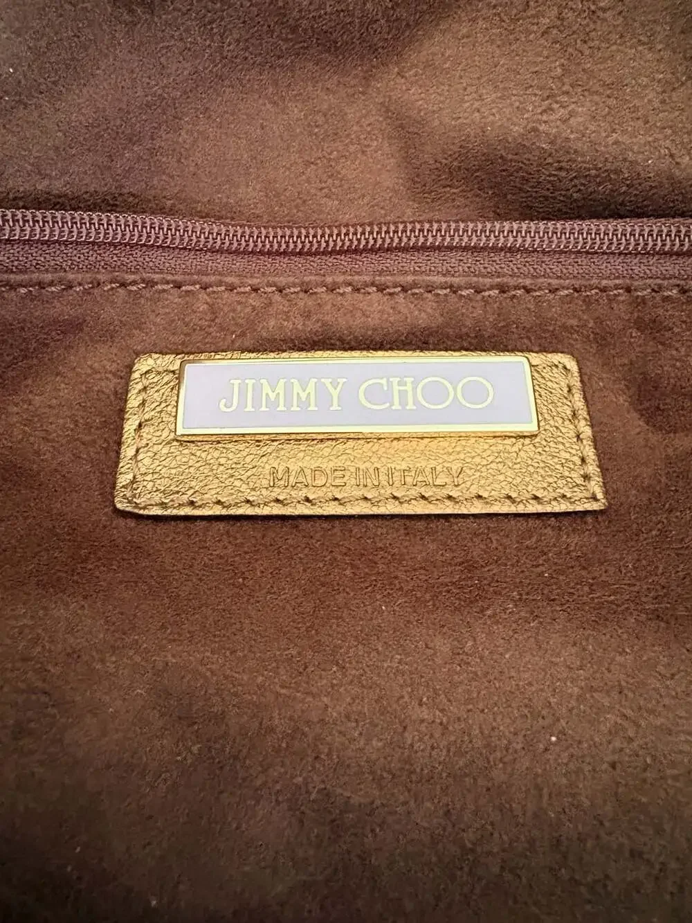 Jimmy Choo Metallic Bronze Star Perforated Leather Tote Shoulder Bag